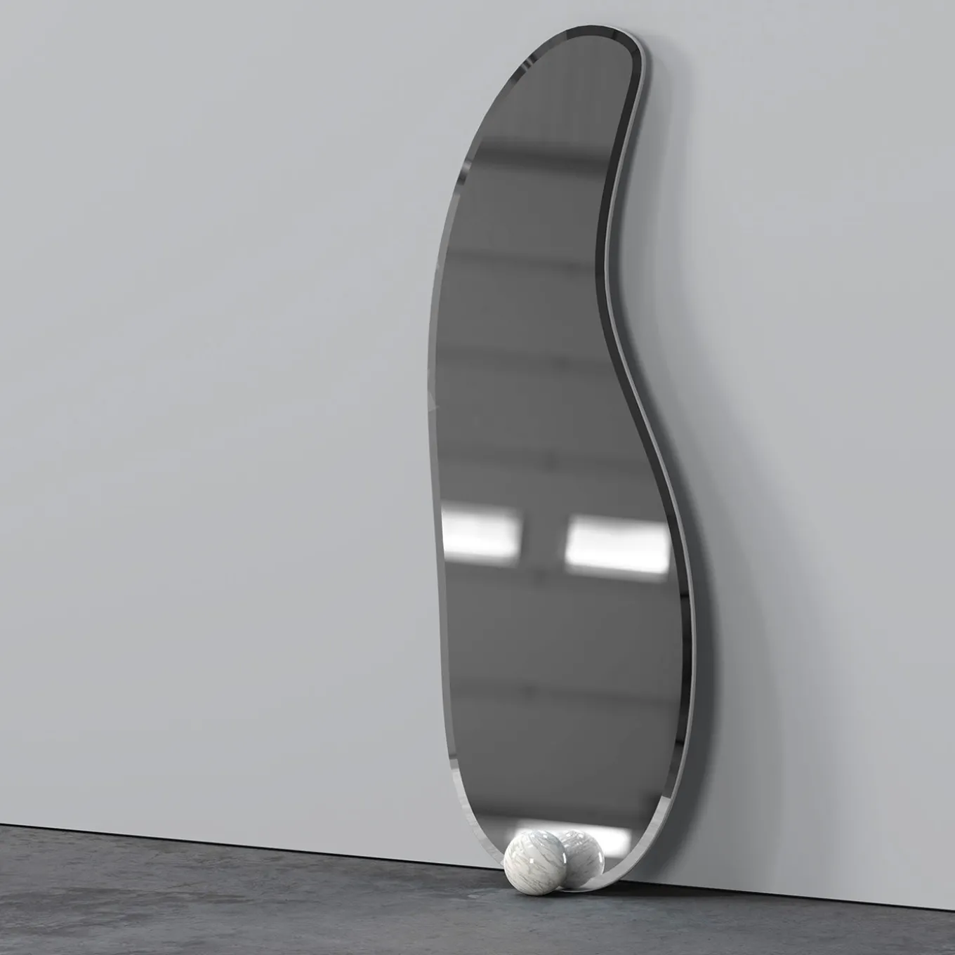 1931 Glass And Calacatta Marble Floor Mirror