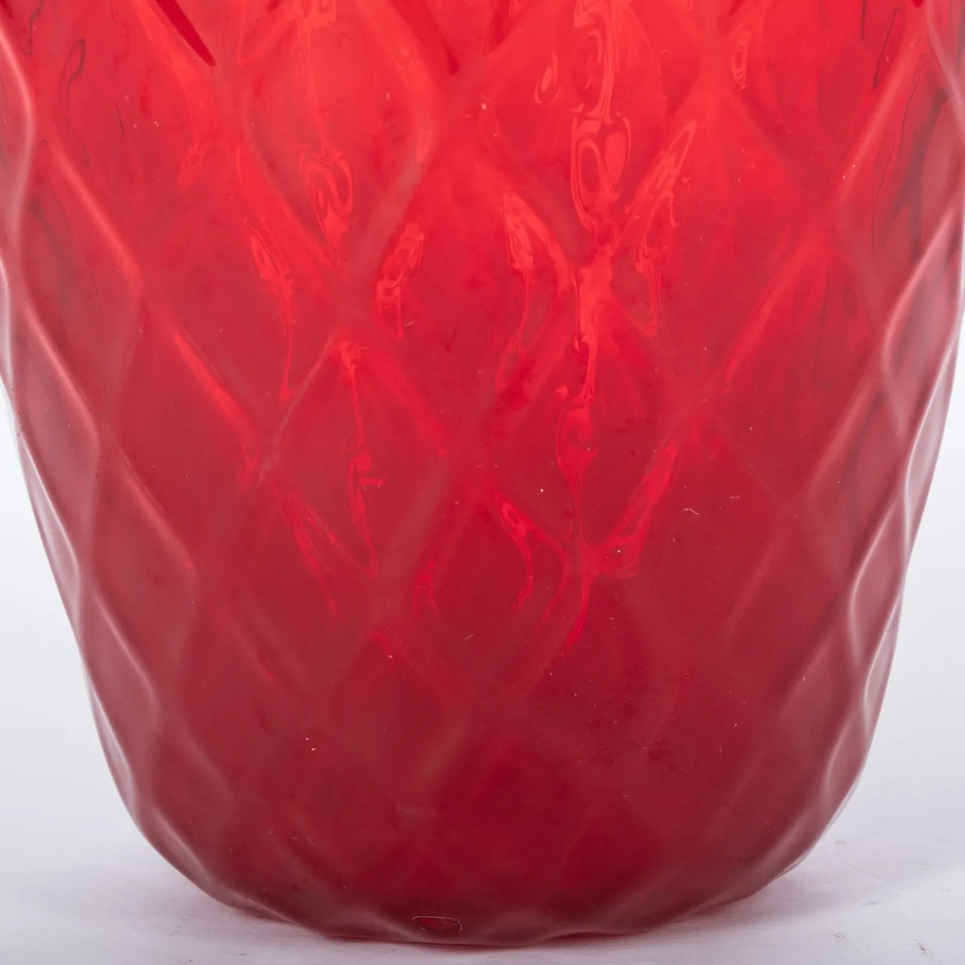 1950 Grande vaso rosso Balloton con bordo azzurro
