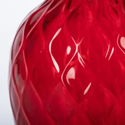 1950 Grande vaso rosso Balloton con bordo azzurro