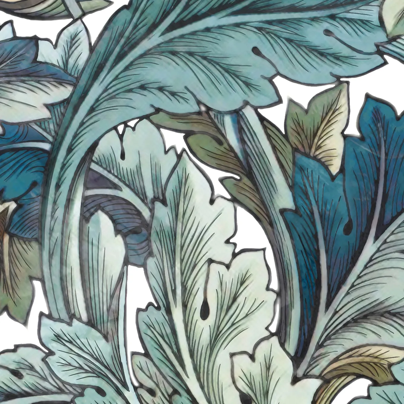 Acanthus Painted Blue Rivestimento In Gres Porcellanato Smaltato