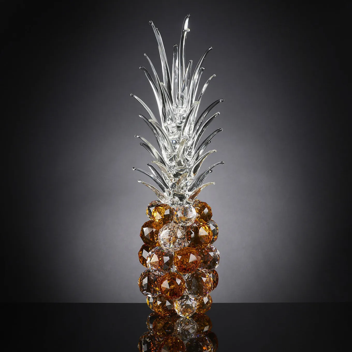 Ananas grande in vetro ambrato