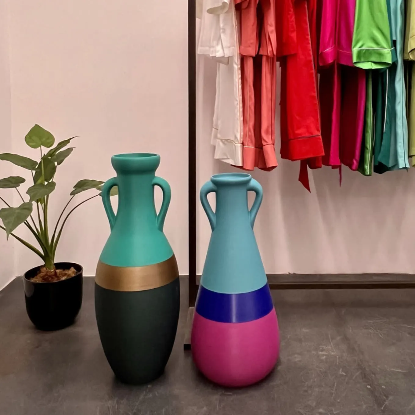 Anfora Cornelia XXL blu fucsia e azzurra