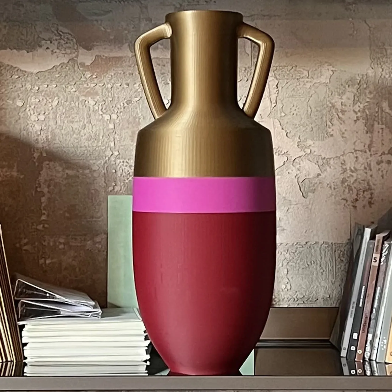 Anfora Ottaviano XL Borgogna Fucsia e Bronzo