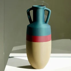 Anfora Ottaviano XL in bronzo, bordeaux e blu