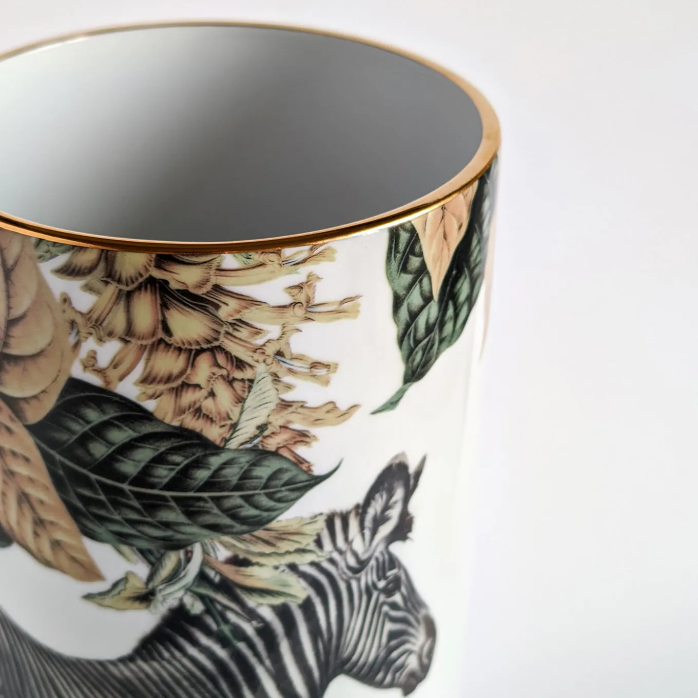 Animalia Vaso cilindrico in porcellana con zebra