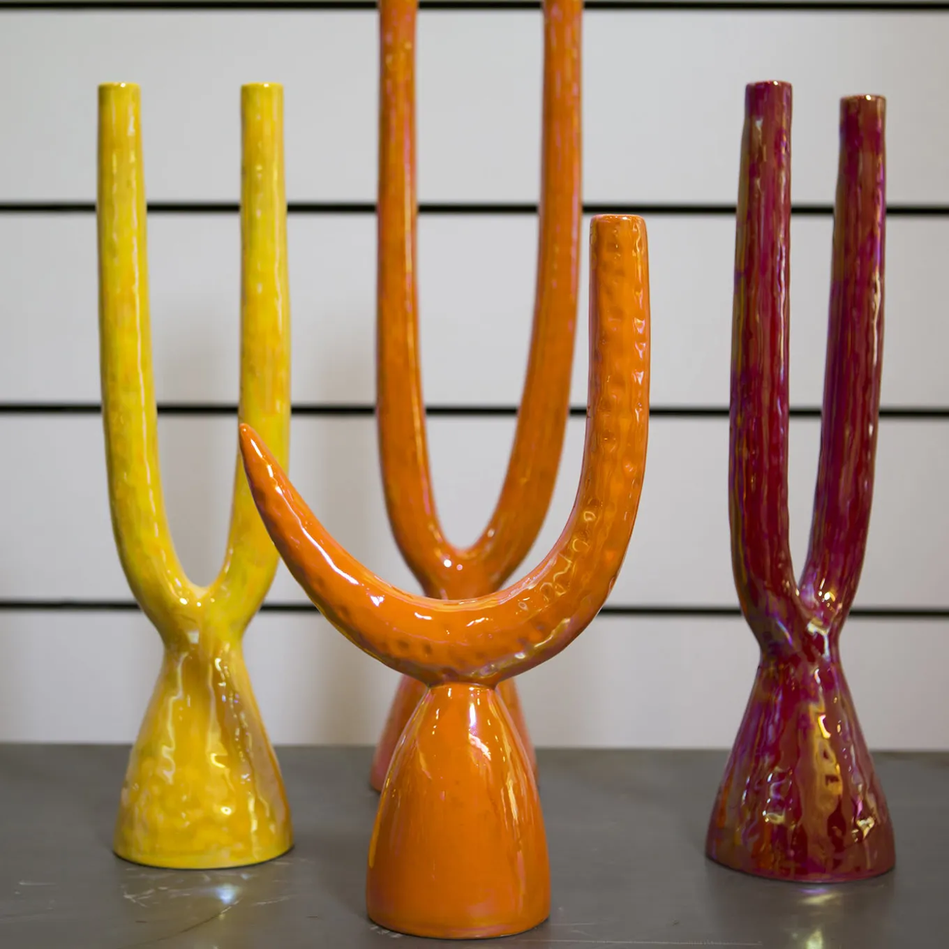 Arancia Candelabro in ceramica