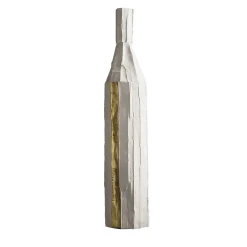 Bottiglia Decorativa Corteccia Bianca con Inserto Oro