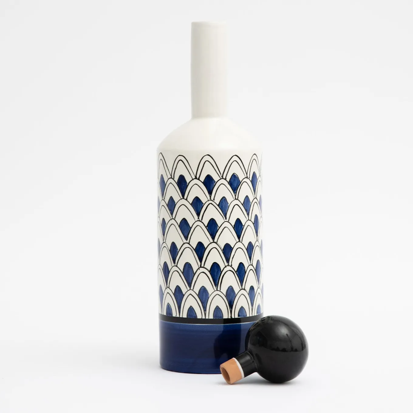 Bottiglia decorativa Gemini blu con coperchio