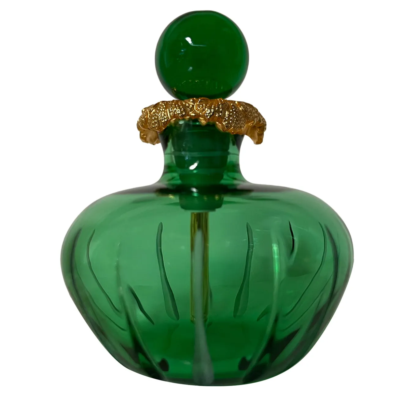 Bottiglia di profumo rotonda in cristallo verde Coco