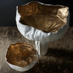 Bowl Corteccia in ceramica bianca e oro