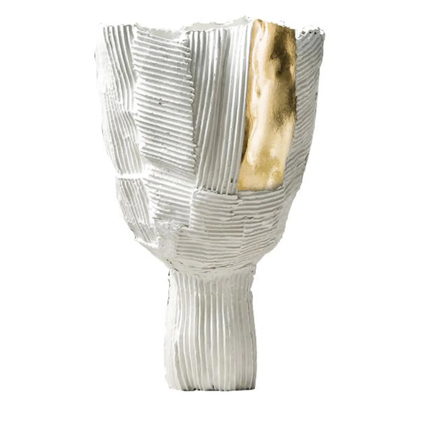 Bowl Tulipano Cartoccio bianco con Inserto dorato
