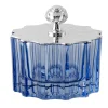 Box bassa Blu in cristallo con Coperchio Art Deco Placcato Argento