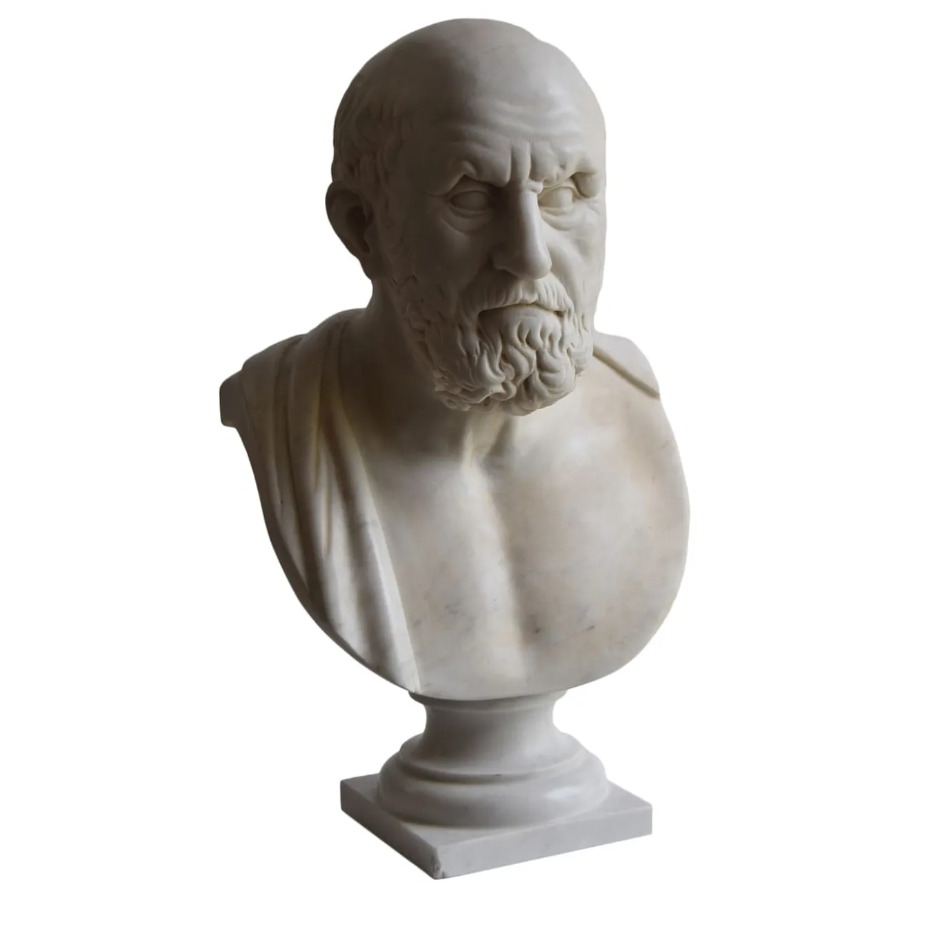 Busto di Ippocrate bianco di Carrara