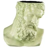 Cachepot decorativo verde a forma di busto di Ercole Craquele