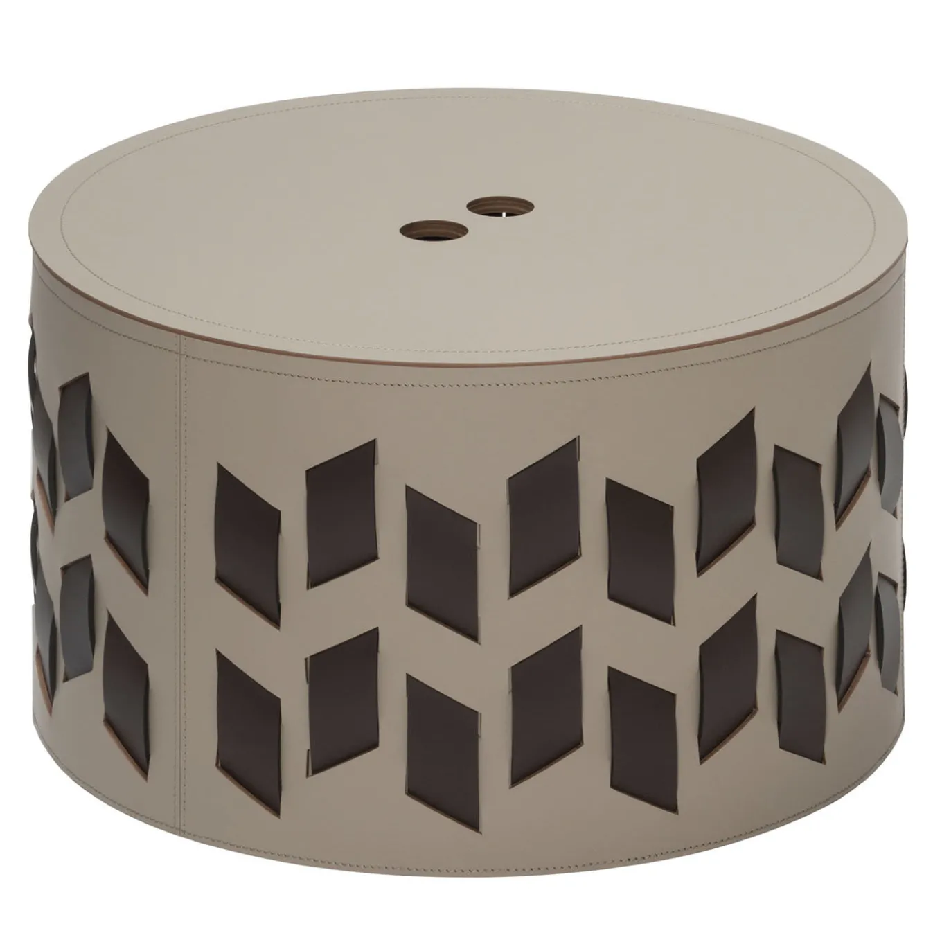 Cancun N. 10 Cestino rotondo beige con coperchio