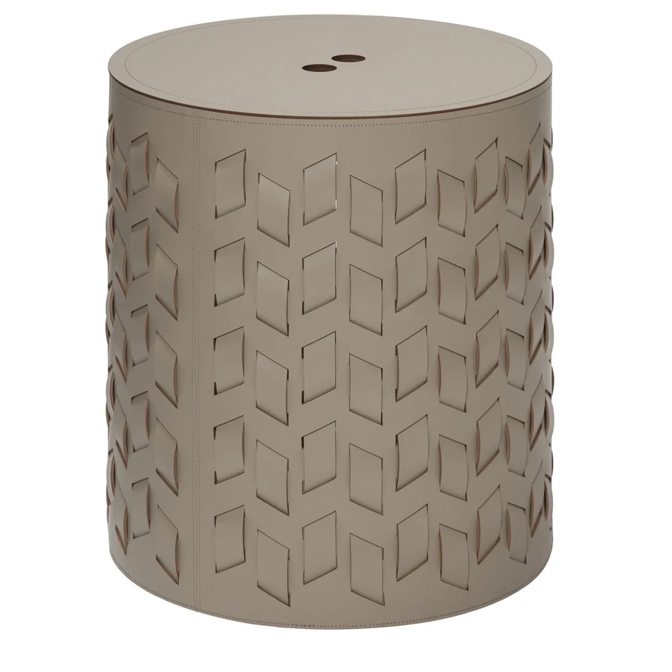 Cancun N. 13 Cesto rotondo beige con coperchio