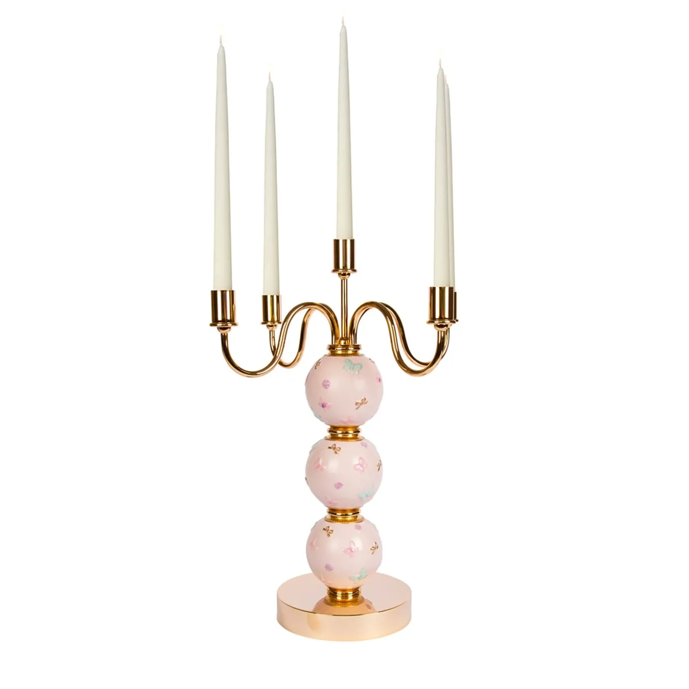CANDELABRO A FARFALLA 5 BRACCI - ROSA