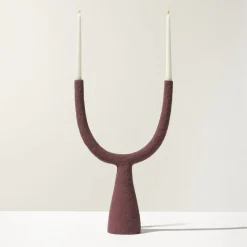 Candelabro Delta in Ceramica Borgogna Opaco