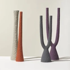 Candelabro Mono Omega in ceramica rosso indiano opaco