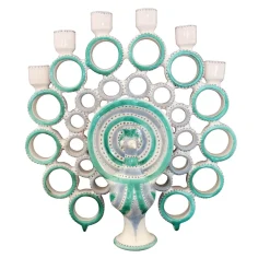 Candelabro Pavone Turchese e Azzurro
