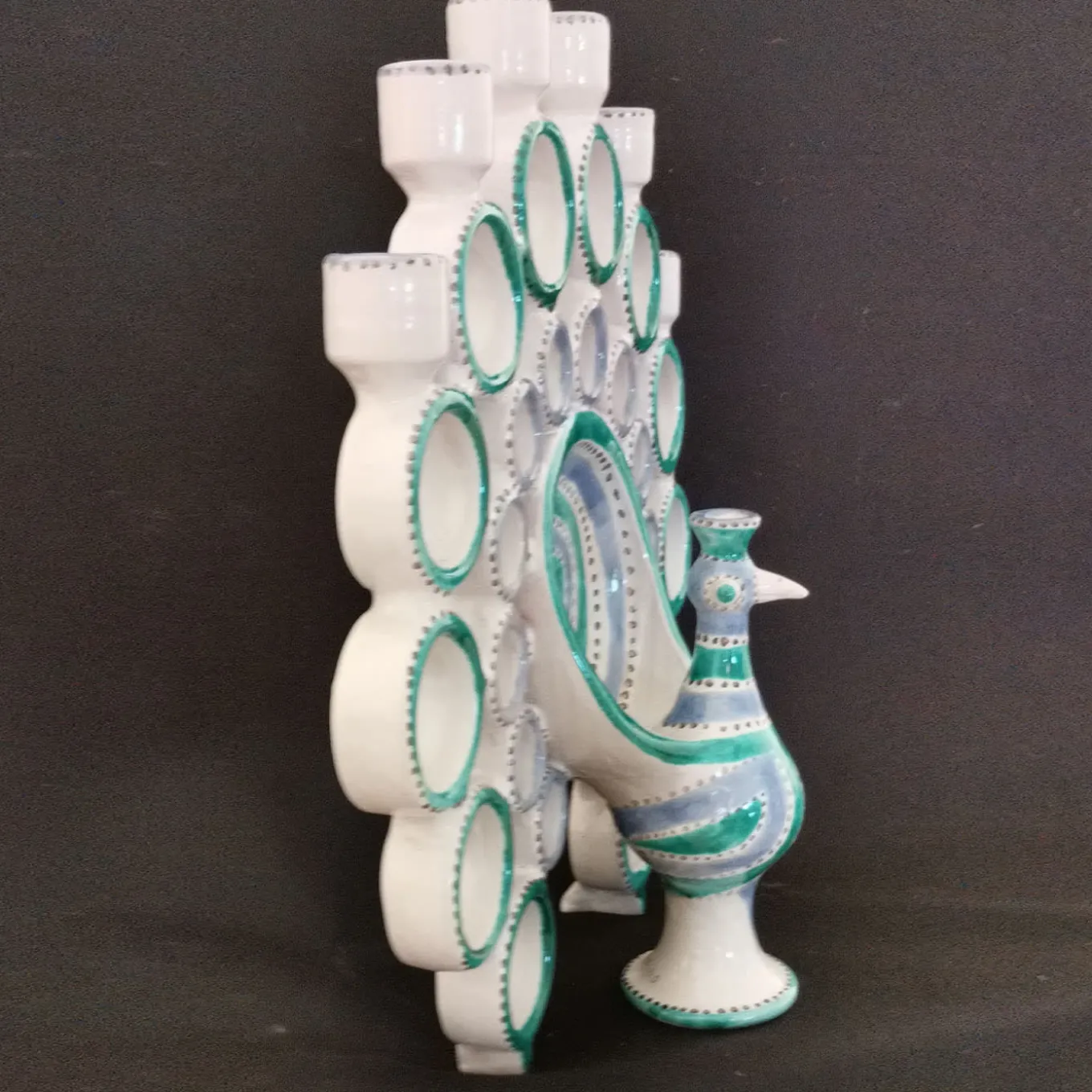 Candelabro Pavone Turchese e Azzurro