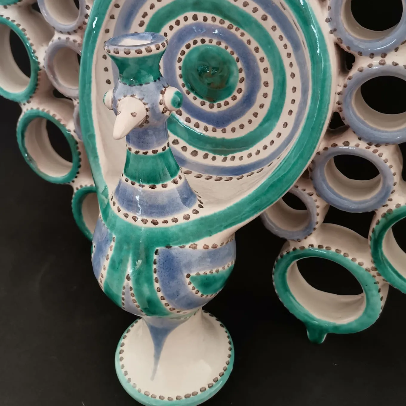 Candelabro Pavone Turchese e Azzurro