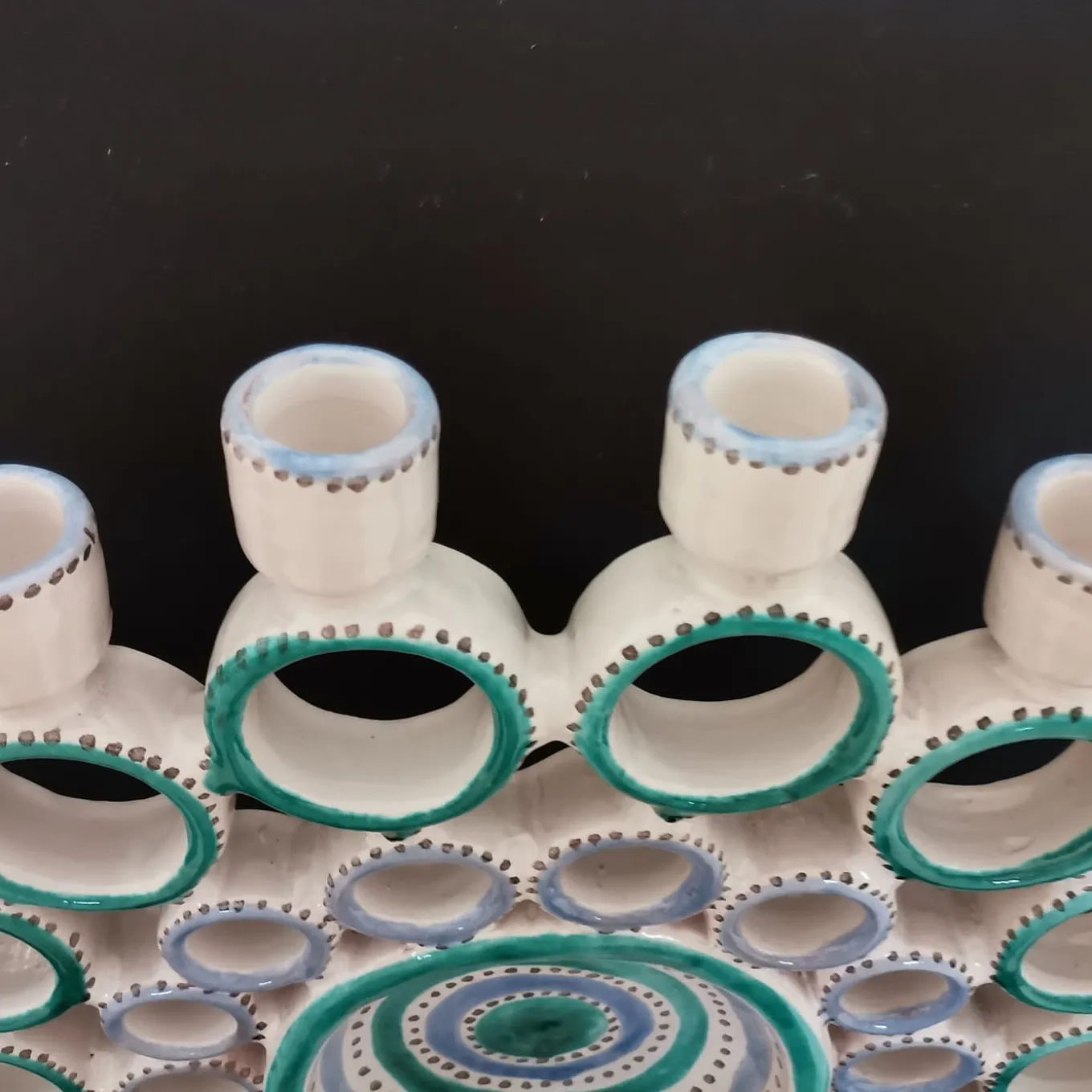 Candelabro Pavone Turchese e Azzurro
