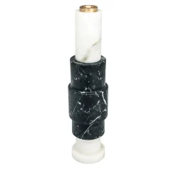 Candeliere alto in marmo bianco e nero di Jacopo Simonetti