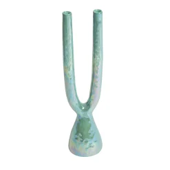 Candeliere doppio in ceramica Acqua
