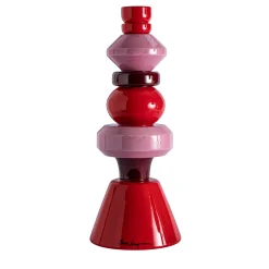 Candeliere geometrico alto rosso e rosa