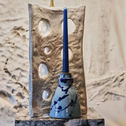 Candeliere in ceramica blu con 4 candele profumate