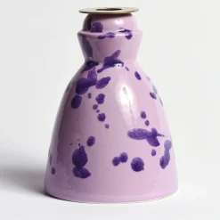Candeliere in ceramica lilla con 4 candele profumate