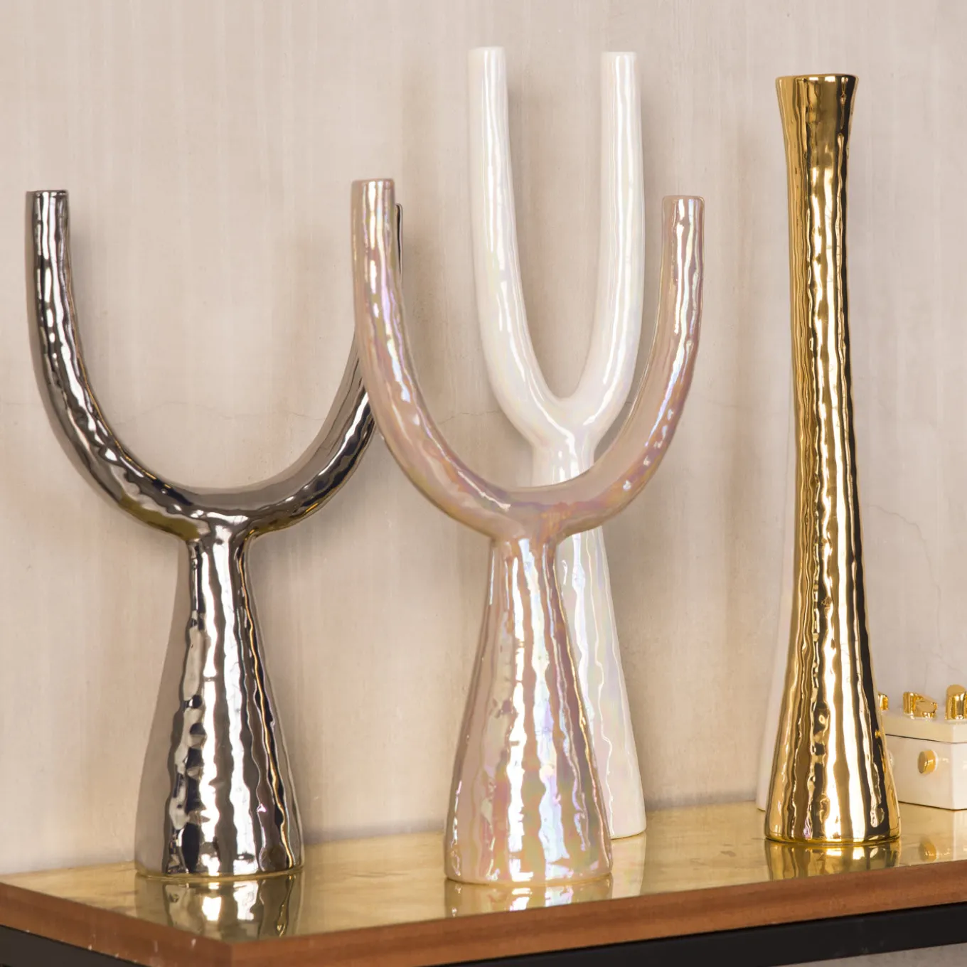 Candeliere in ceramica Oro
