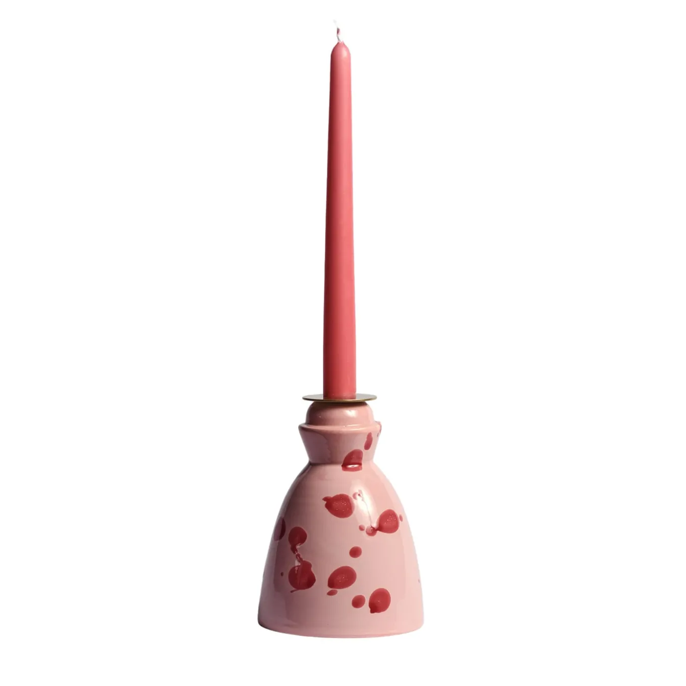 Candeliere in ceramica rosa con 4 candele profumate