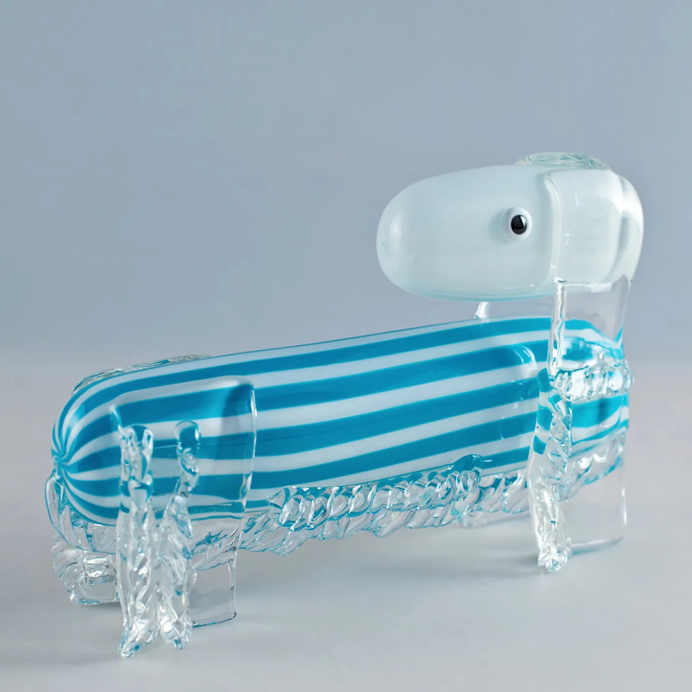 Cane a strisce scultura in vetro veneziano di Eliana Gerotto