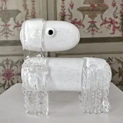 Cane bianco, scultura in vetro veneziano di Eliana Gerotto