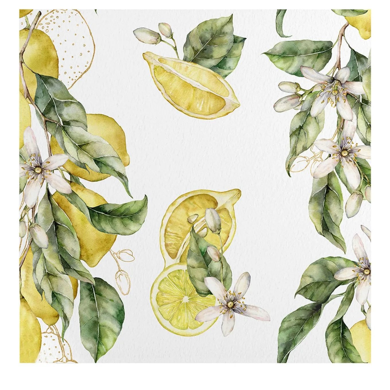 Carta da Parati ad Acquerello con Limoni della Costiera Amalfitana