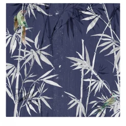 Carta da parati Chinoiserie con pappagalli nella foresta di bamboo scuro