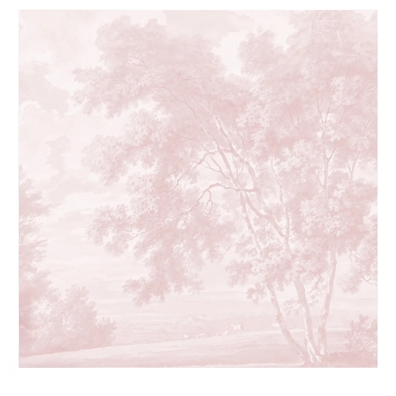 Carta da parati con alberi rosa romantici