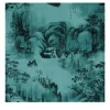 Carta da parati con paesaggio Orientale Verde acqua