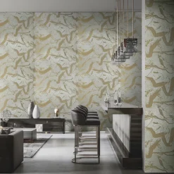 Carta da parati Jazz Glam in velluto metallico oro