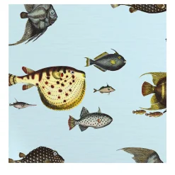 Carta da Parati Multicolore Vintage con Pesci