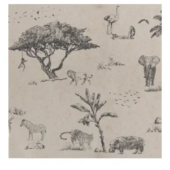 Carta da Parati Safari Beige con Animali Selvatici