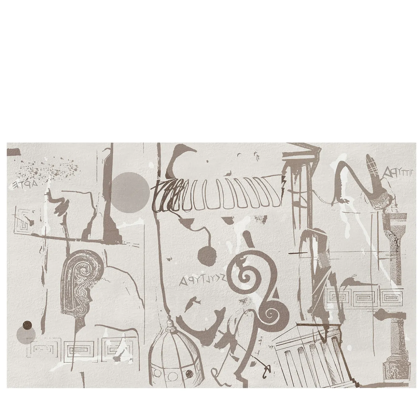 Carta da parati testurizzata con decorazione greca beige