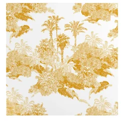 Carta da Parati Toile de Jouy Francese con Giungla Gialla Senape