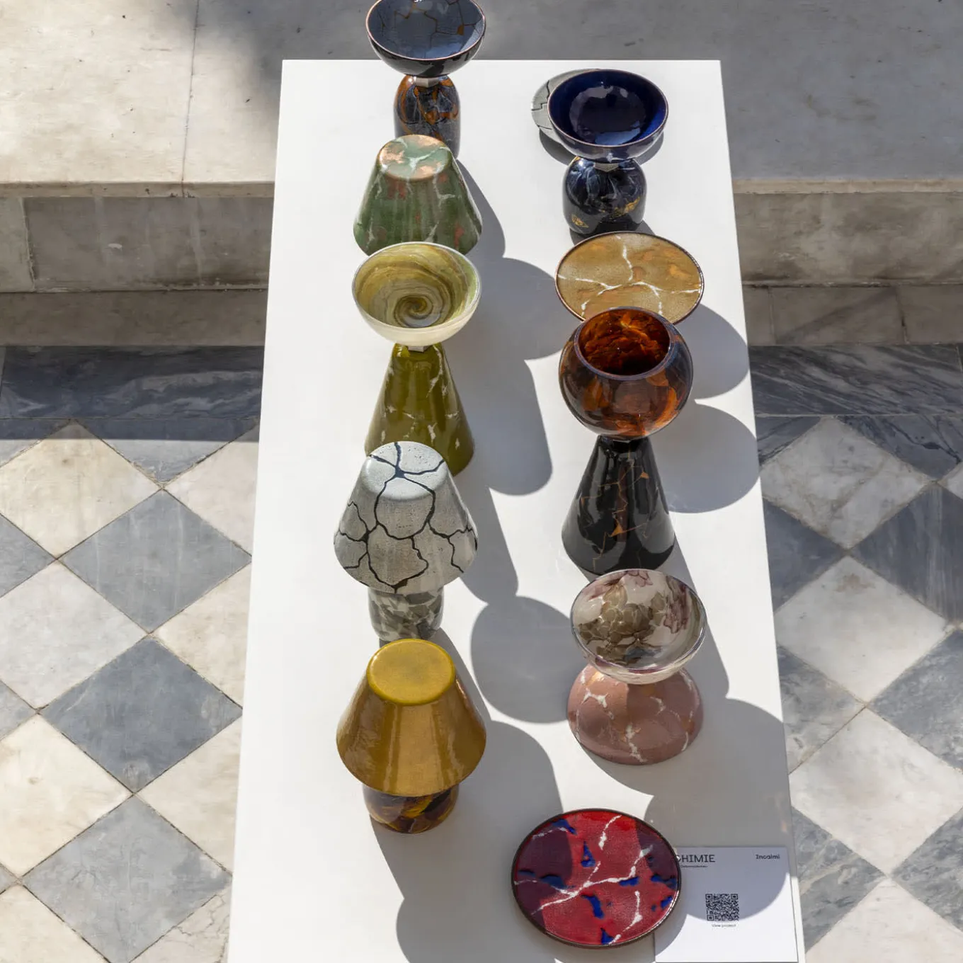 Centrotavola Alchimie in vetro di Murano Black Emperador