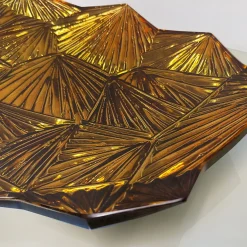 Centrotavola artistico in ambra e cristallo dorato