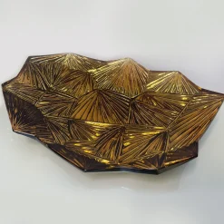 Centrotavola artistico in ambra e cristallo dorato