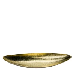 Centrotavola Canoa in ottone dorato e martellato