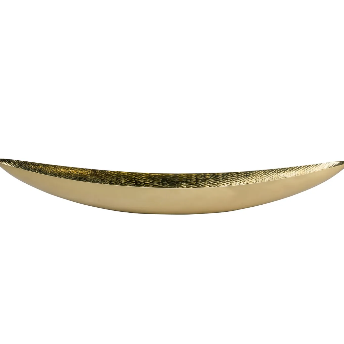 Centrotavola Canoa in ottone dorato e martellato
